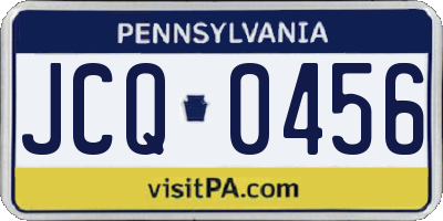 PA license plate JCQ0456