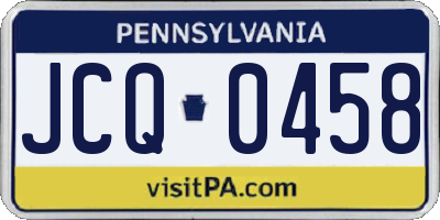 PA license plate JCQ0458
