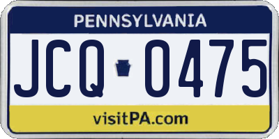 PA license plate JCQ0475