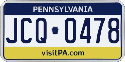 PA license plate JCQ0478