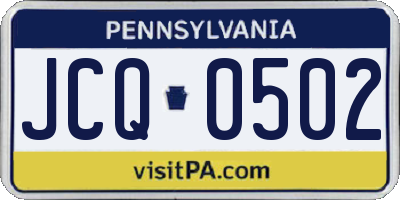 PA license plate JCQ0502