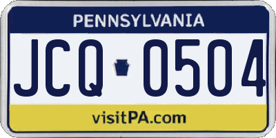 PA license plate JCQ0504