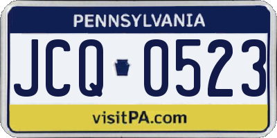 PA license plate JCQ0523