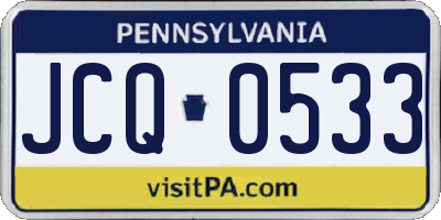 PA license plate JCQ0533