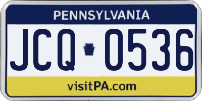 PA license plate JCQ0536