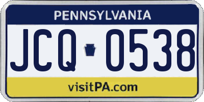 PA license plate JCQ0538