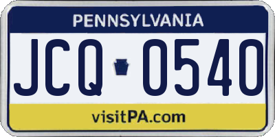 PA license plate JCQ0540