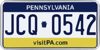 PA license plate JCQ0542