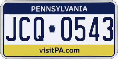 PA license plate JCQ0543