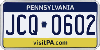 PA license plate JCQ0602
