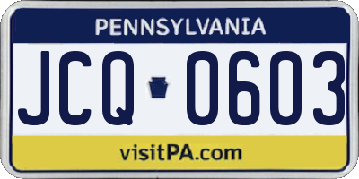 PA license plate JCQ0603