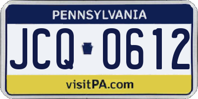 PA license plate JCQ0612