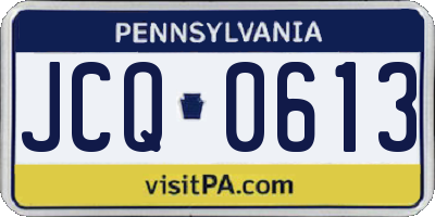 PA license plate JCQ0613