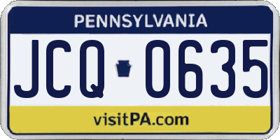PA license plate JCQ0635