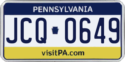 PA license plate JCQ0649