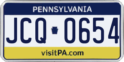 PA license plate JCQ0654