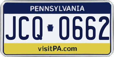PA license plate JCQ0662