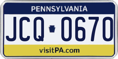 PA license plate JCQ0670