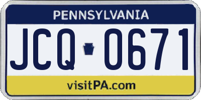 PA license plate JCQ0671