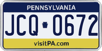 PA license plate JCQ0672