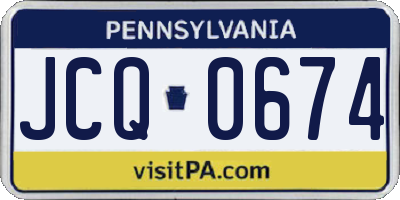 PA license plate JCQ0674