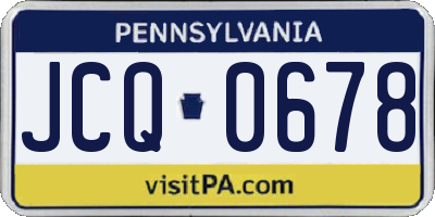 PA license plate JCQ0678