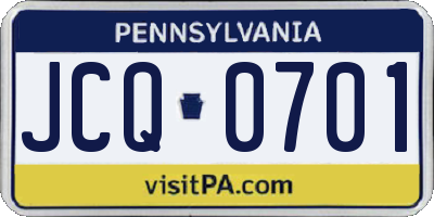 PA license plate JCQ0701