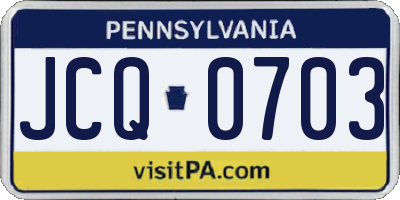 PA license plate JCQ0703