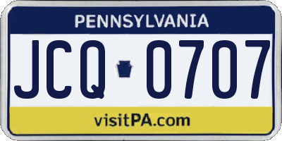 PA license plate JCQ0707