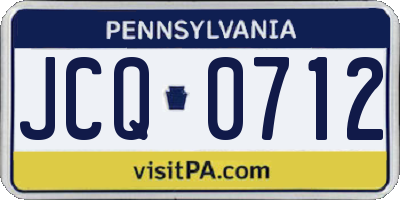 PA license plate JCQ0712
