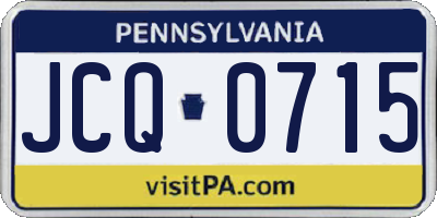 PA license plate JCQ0715