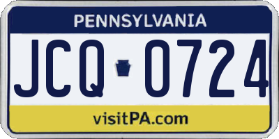 PA license plate JCQ0724