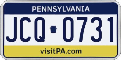 PA license plate JCQ0731