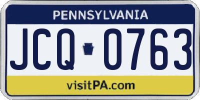 PA license plate JCQ0763