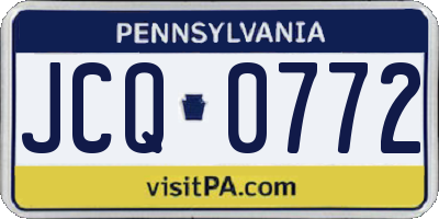 PA license plate JCQ0772