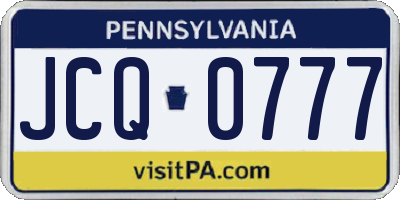 PA license plate JCQ0777
