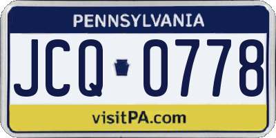 PA license plate JCQ0778