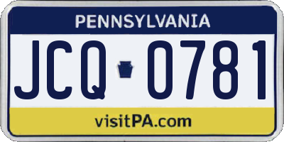 PA license plate JCQ0781