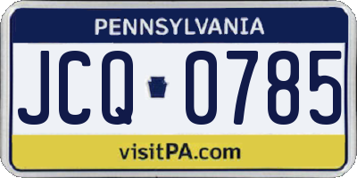 PA license plate JCQ0785