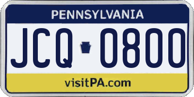 PA license plate JCQ0800