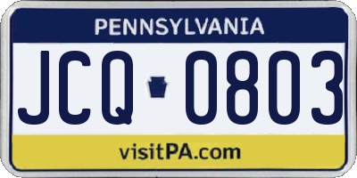 PA license plate JCQ0803