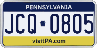 PA license plate JCQ0805