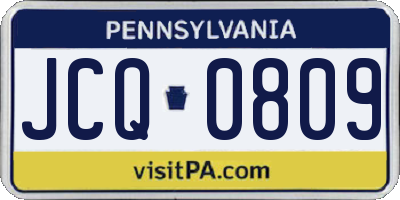 PA license plate JCQ0809