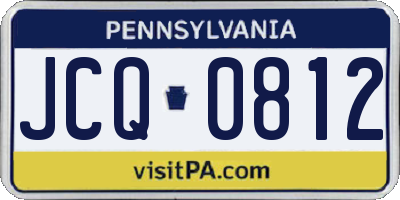 PA license plate JCQ0812