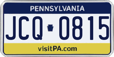 PA license plate JCQ0815