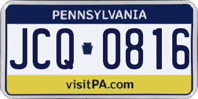 PA license plate JCQ0816