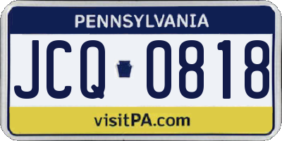PA license plate JCQ0818