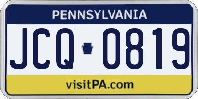 PA license plate JCQ0819