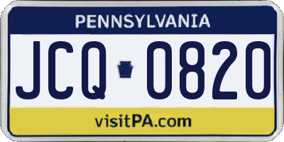 PA license plate JCQ0820