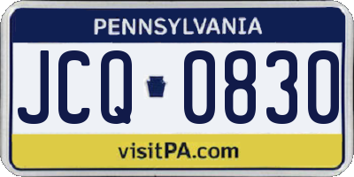 PA license plate JCQ0830